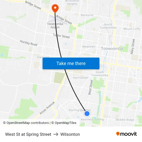 West St at Spring Street to Wilsonton map
