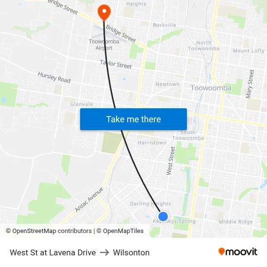 West St at Lavena Drive to Wilsonton map
