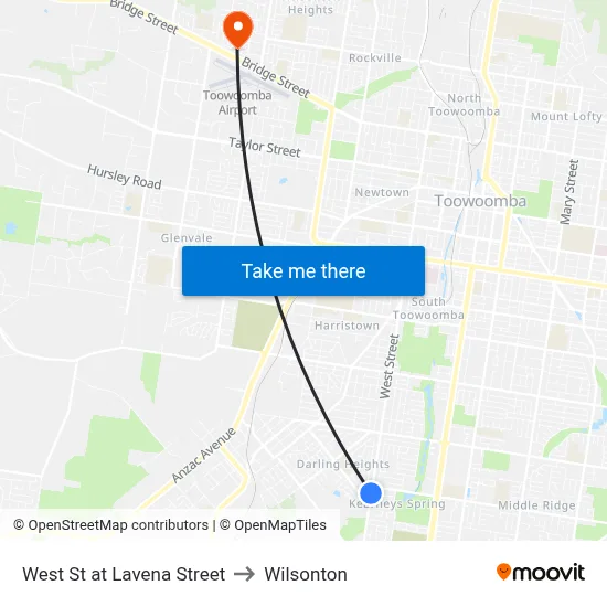 West St at Lavena Street to Wilsonton map