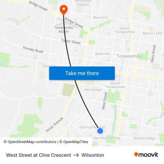 West Street at Clive Crescent to Wilsonton map