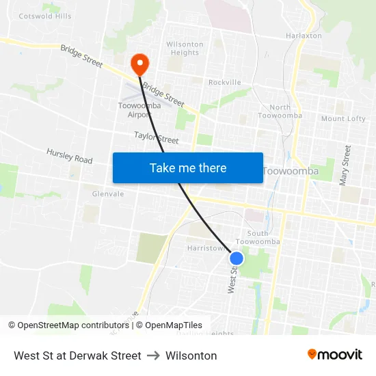West St at Derwak Street to Wilsonton map