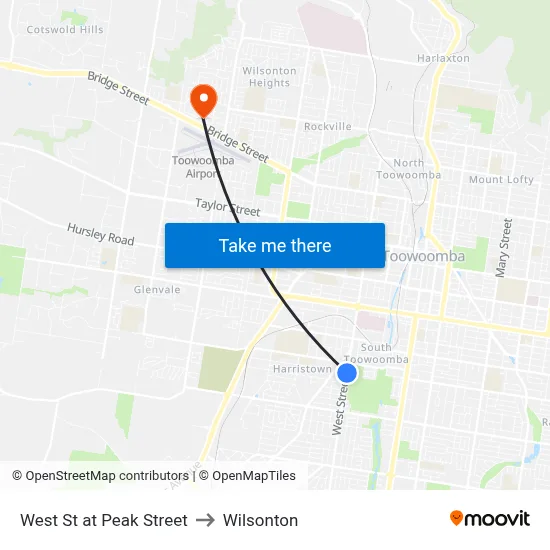 West St at Peak Street to Wilsonton map