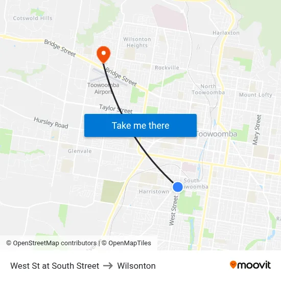 West St at South Street to Wilsonton map