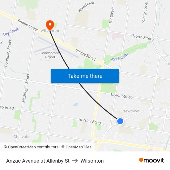 Anzac Avenue at Allenby St to Wilsonton map
