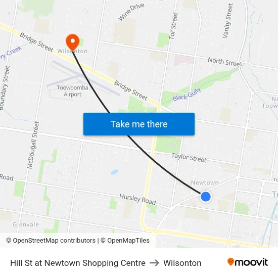 Hill St at Newtown Shopping Centre to Wilsonton map