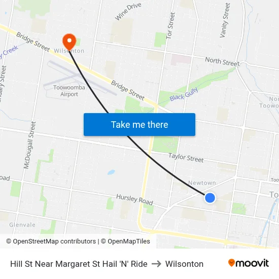 Hill St Near Margaret St Hail 'N' Ride to Wilsonton map