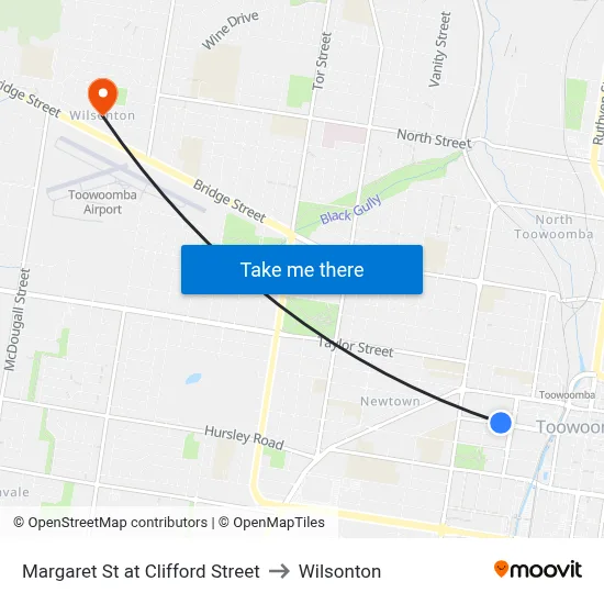 Margaret St at Clifford Street to Wilsonton map
