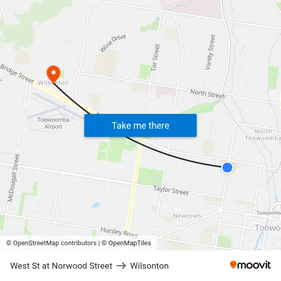 West St at Norwood Street to Wilsonton map