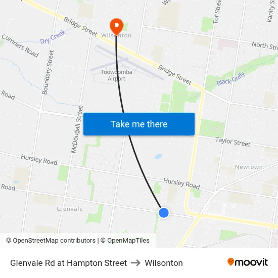 Glenvale Rd at Hampton Street to Wilsonton map