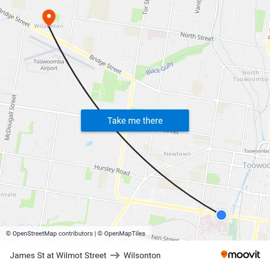 James St at Wilmot Street to Wilsonton map