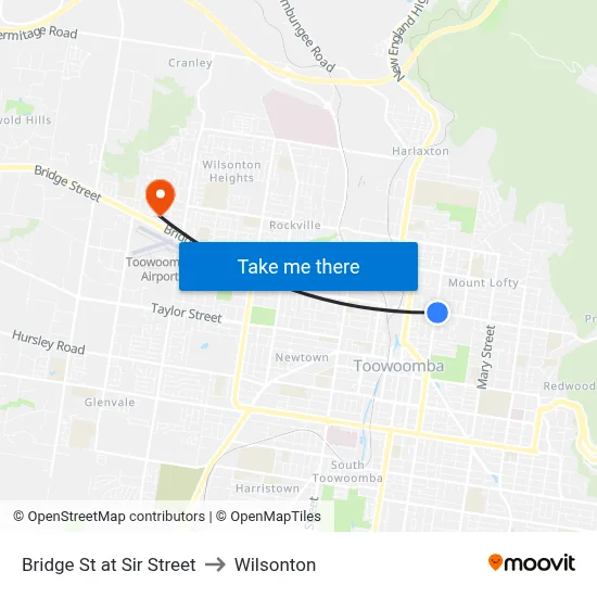 Bridge St at Sir Street to Wilsonton map