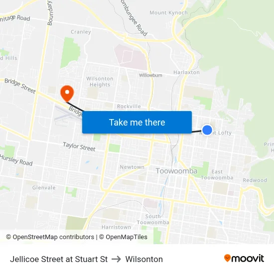 Jellicoe Street at Stuart St to Wilsonton map