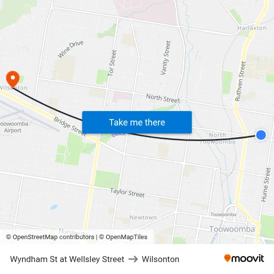 Wyndham St at Wellsley Street to Wilsonton map