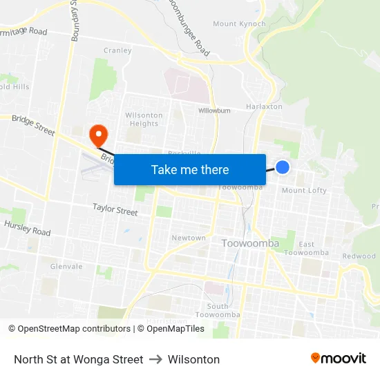 North St at Wonga Street to Wilsonton map