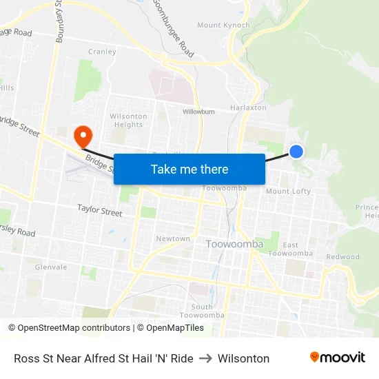 Ross St Near Alfred St Hail 'N' Ride to Wilsonton map