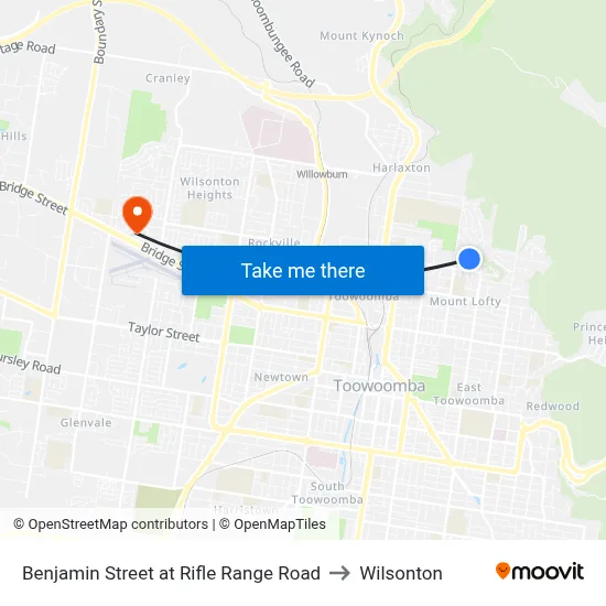Benjamin Street at Rifle Range Road to Wilsonton map