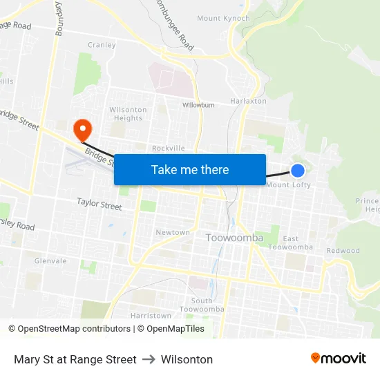 Mary St at Range Street to Wilsonton map