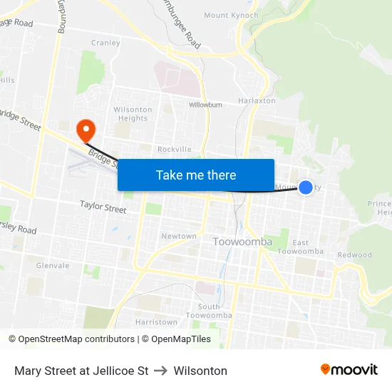 Mary Street at Jellicoe St to Wilsonton map