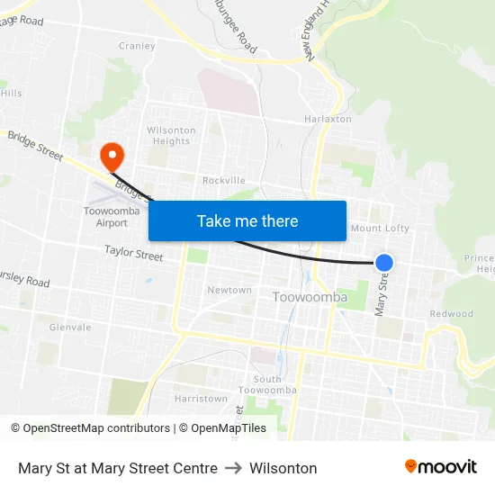 Mary St at Mary Street Centre to Wilsonton map