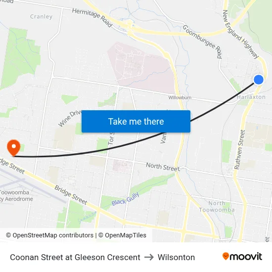 Coonan Street at Gleeson Crescent to Wilsonton map
