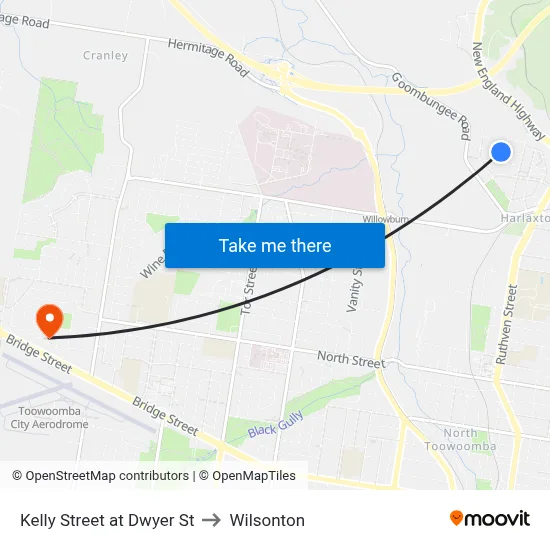 Kelly Street at Dwyer St to Wilsonton map