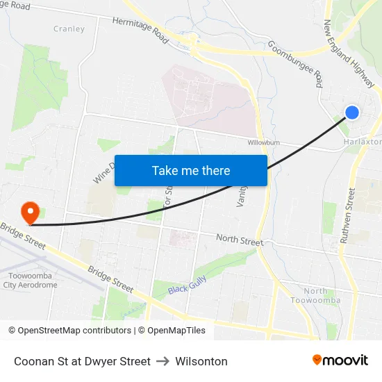 Coonan St at Dwyer Street to Wilsonton map