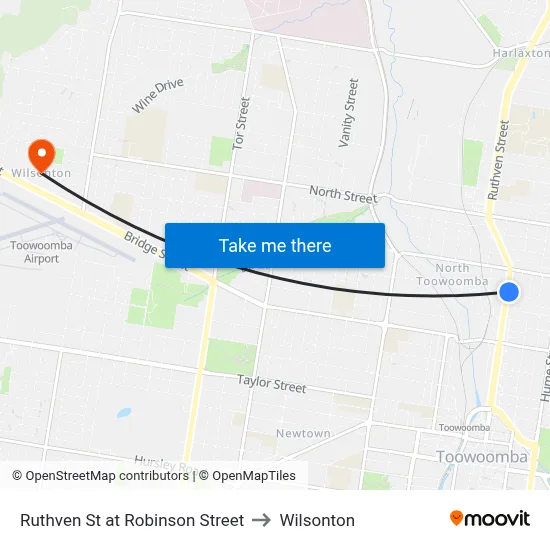 Ruthven St at Robinson Street to Wilsonton map