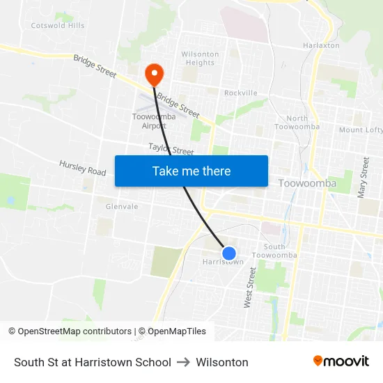 South St at Harristown School to Wilsonton map