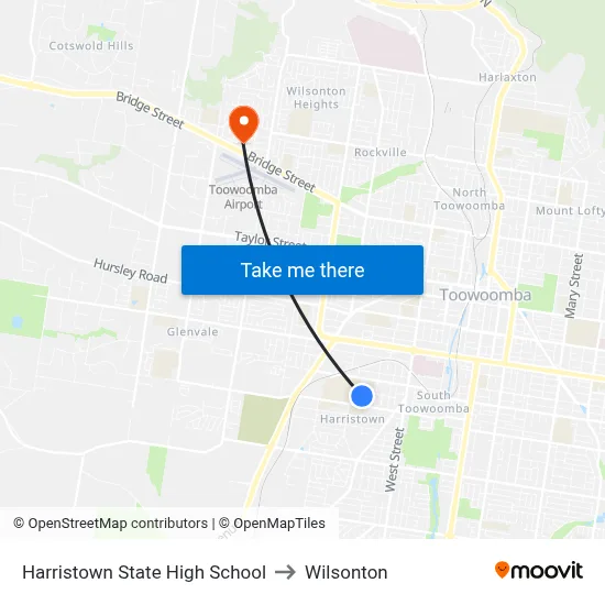 Harristown State High School to Wilsonton map