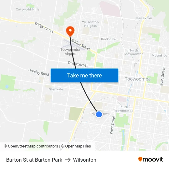 Burton St at Burton Park to Wilsonton map