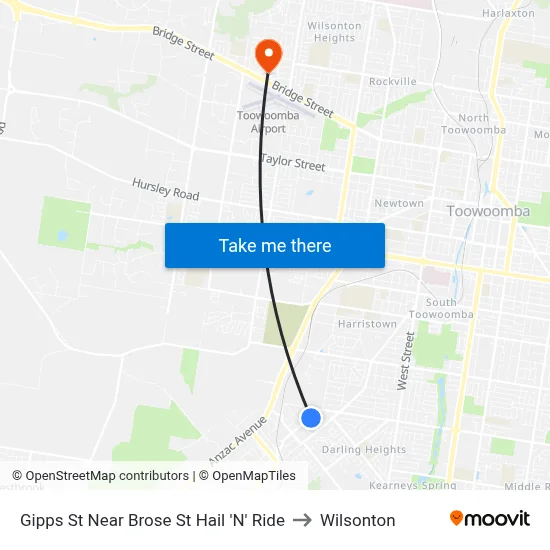 Gipps St Near Brose St Hail 'N' Ride to Wilsonton map