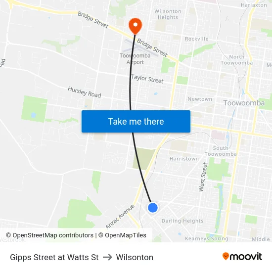Gipps Street at Watts St to Wilsonton map