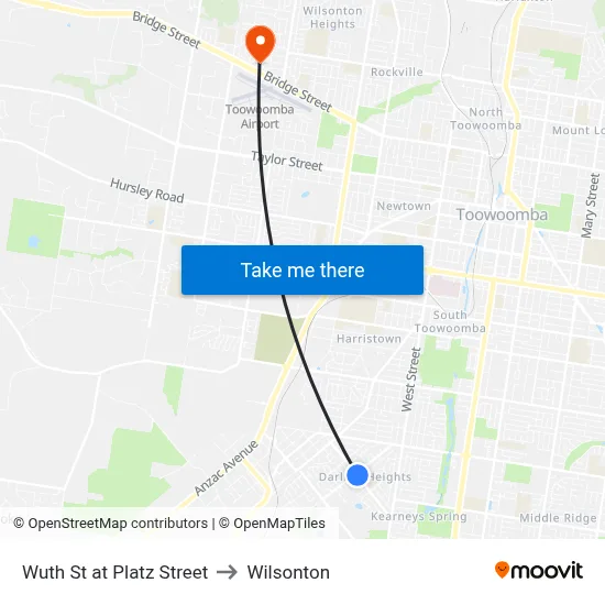 Wuth St at Platz Street to Wilsonton map