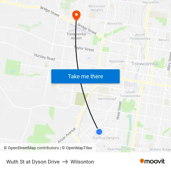 Wuth St at Dyson Drive to Wilsonton map