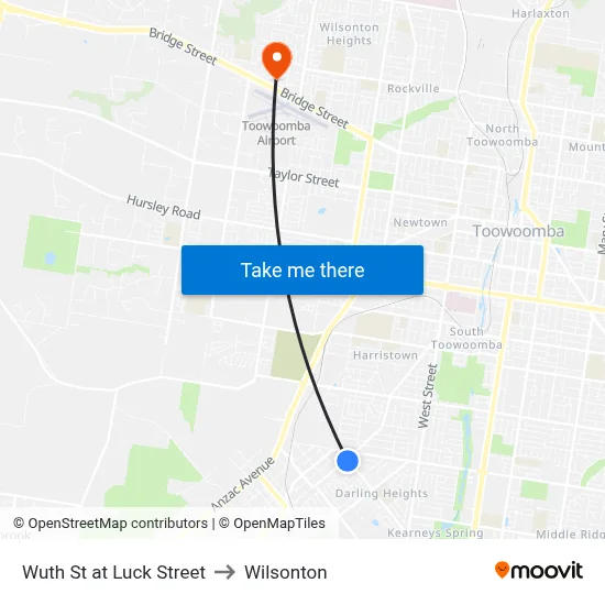 Wuth St at Luck Street to Wilsonton map