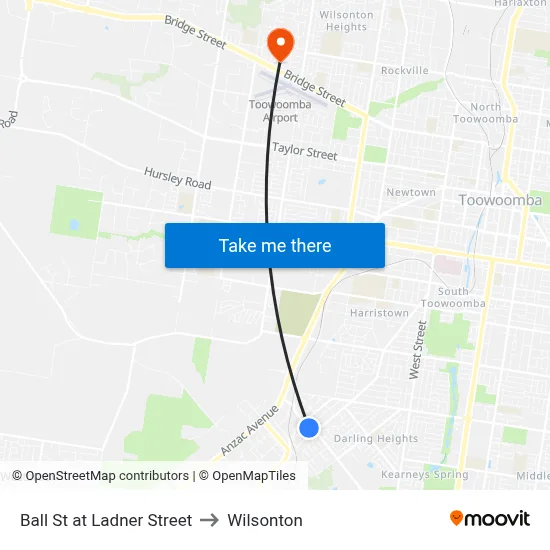 Ball St at Ladner Street to Wilsonton map