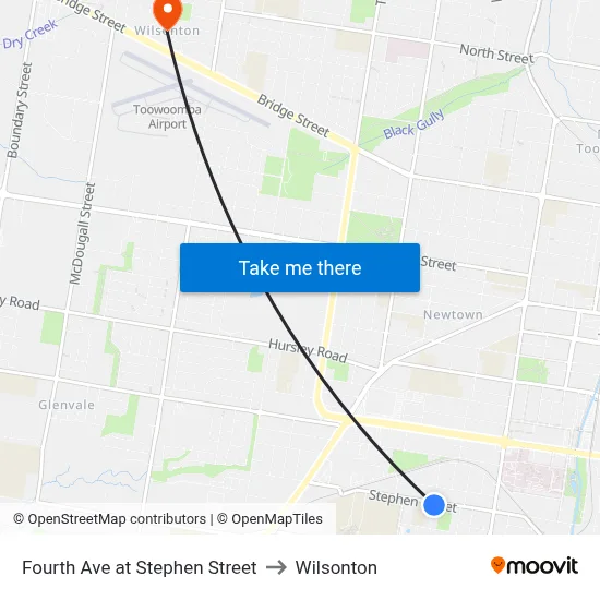 Fourth Ave at Stephen Street to Wilsonton map