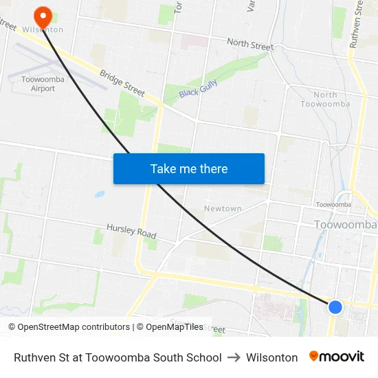 Ruthven St at Toowoomba South School to Wilsonton map