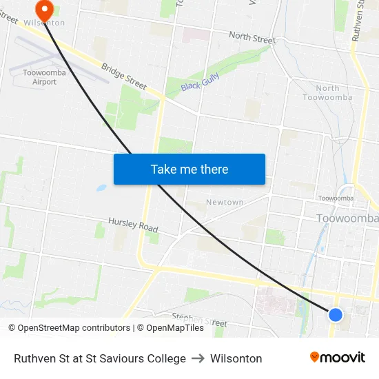 Ruthven St at St Saviours College to Wilsonton map
