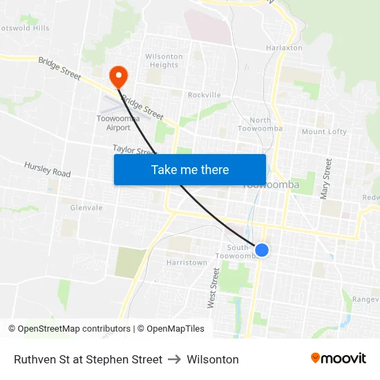 Ruthven St at Stephen Street to Wilsonton map