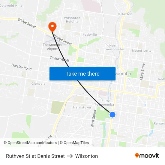 Ruthven St at Denis Street to Wilsonton map