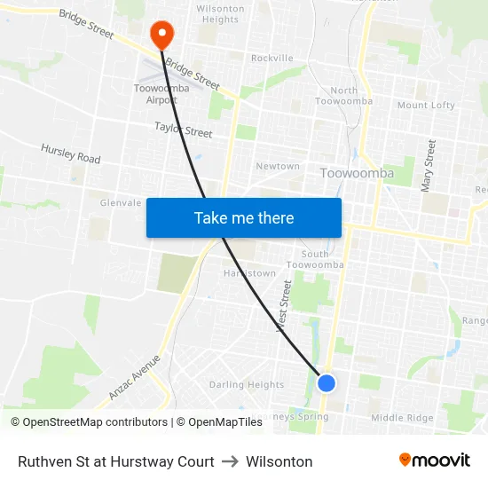 Ruthven St at Hurstway Court to Wilsonton map
