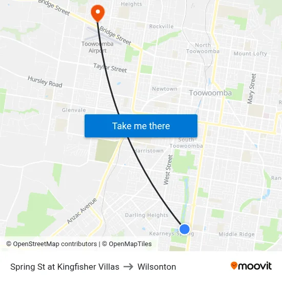 Spring St at Kingfisher Villas to Wilsonton map