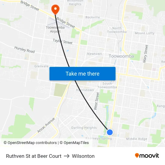 Ruthven St at Beer Court to Wilsonton map