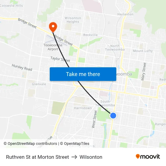 Ruthven St at Morton Street to Wilsonton map