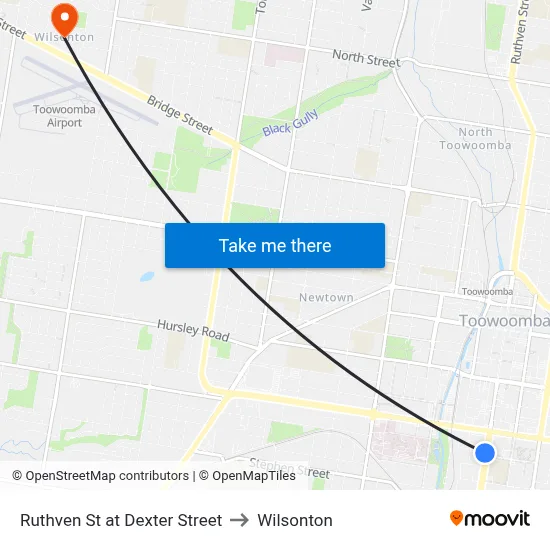 Ruthven St at Dexter Street to Wilsonton map
