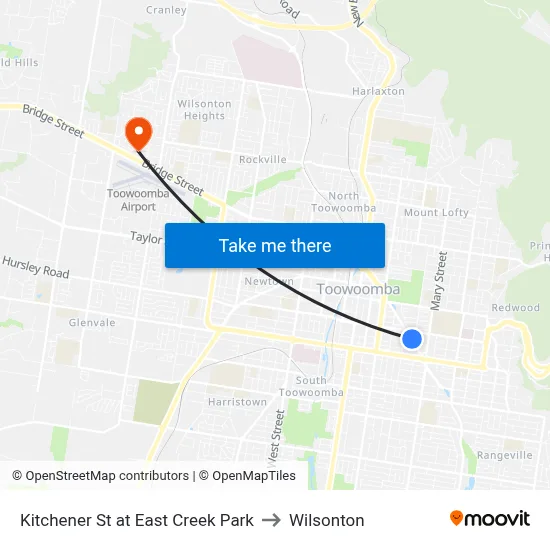 Kitchener St at East Creek Park to Wilsonton map