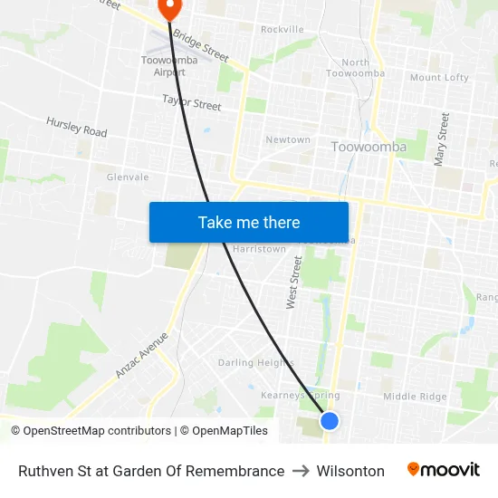 Ruthven St at Garden Of Remembrance to Wilsonton map