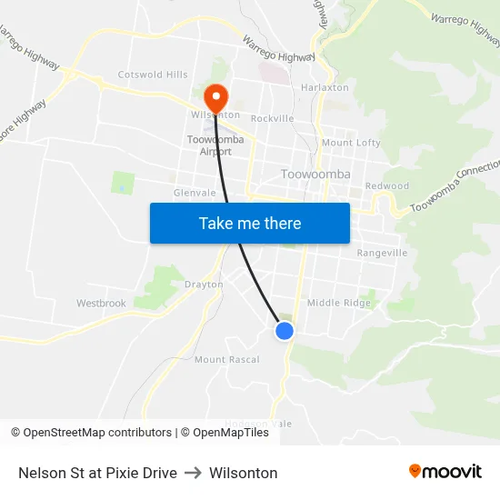 Nelson St at Pixie Drive to Wilsonton map