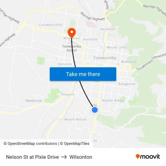 Nelson St at Pixie Drive to Wilsonton map